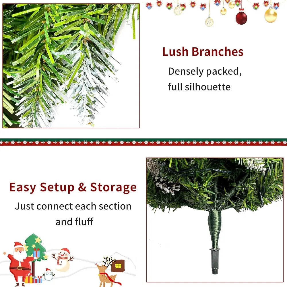 Christmas Decoration Set *4Pcs - Entrance Trees (2), Garland, Wreath - Pre-Lit