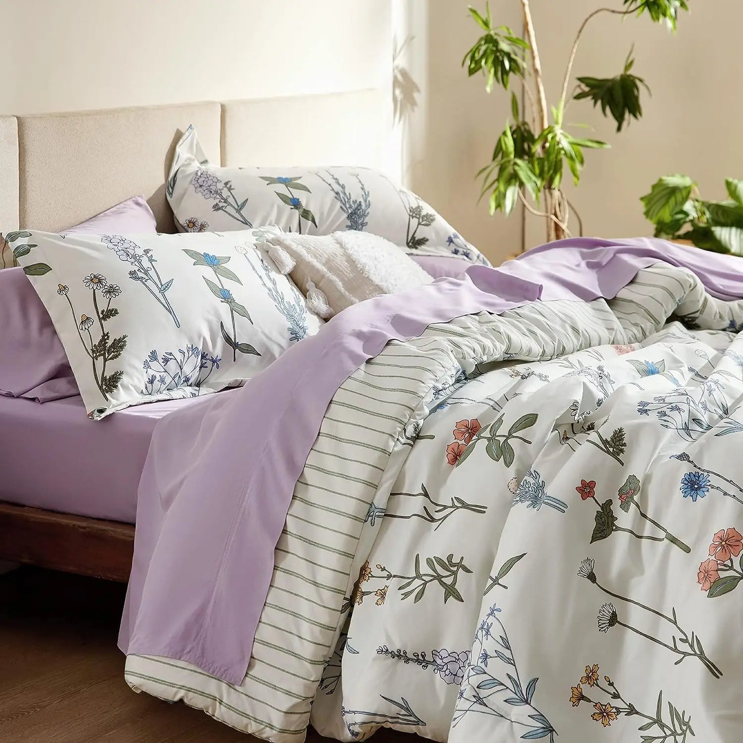 Bedsure Comforter Set *3Pcs - Botanical Pattern