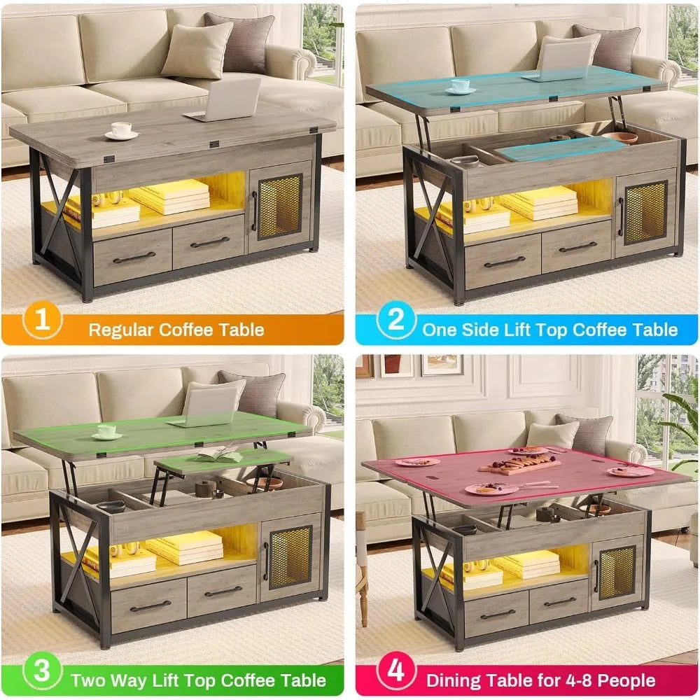 Coffee Table - 4 in 1, LED Lights - Livingroom Decor