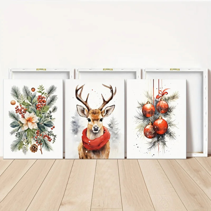 Christmas Canvas Prints - Mural *3Pcs - HD Print - Decoration