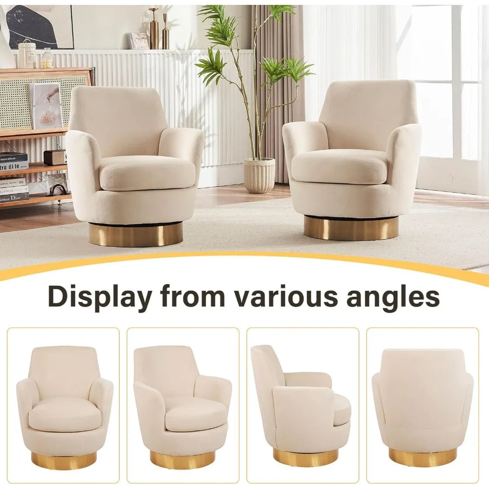 Barrel Chair Set *2Pcs - 360 Degree Swivel - Upholstered