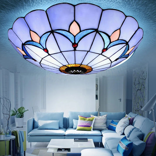 Tiffany Romance Style Stained Glass - Ceiling Flush Mount