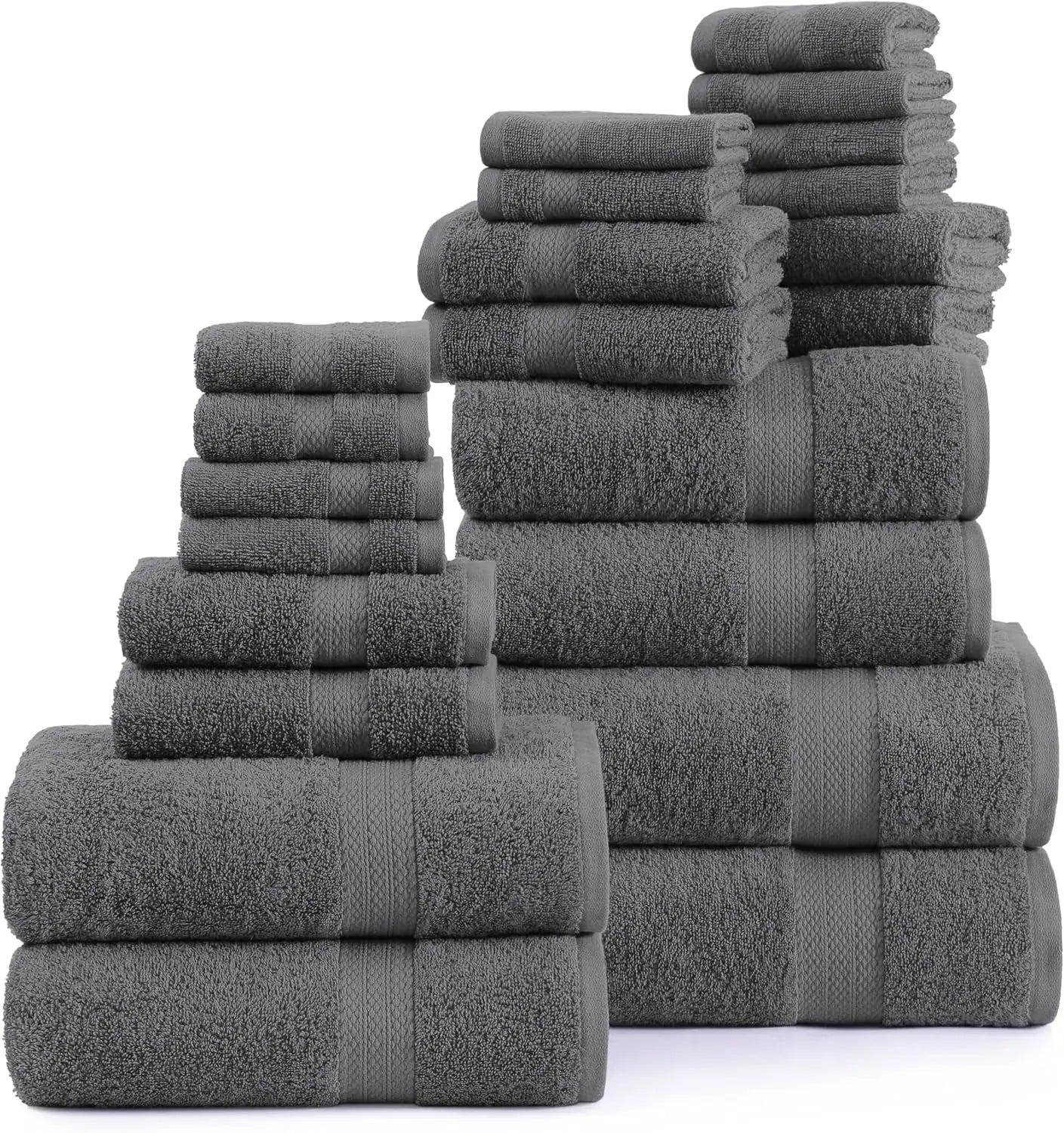 Bath Towels 24 Pcs - Luxury Microfiber - Seven Assorted Colors