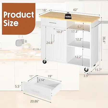 Kitchen Mobile Island Cart - Kitchen Utility Cart