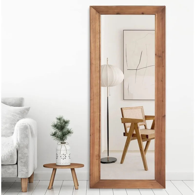 Floor Mirror - Weathered Solid Wood Frame - Full Length