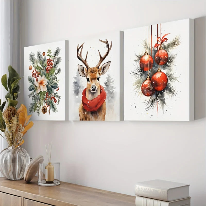 Christmas Canvas Prints - Mural *3Pcs - HD Print - Decoration