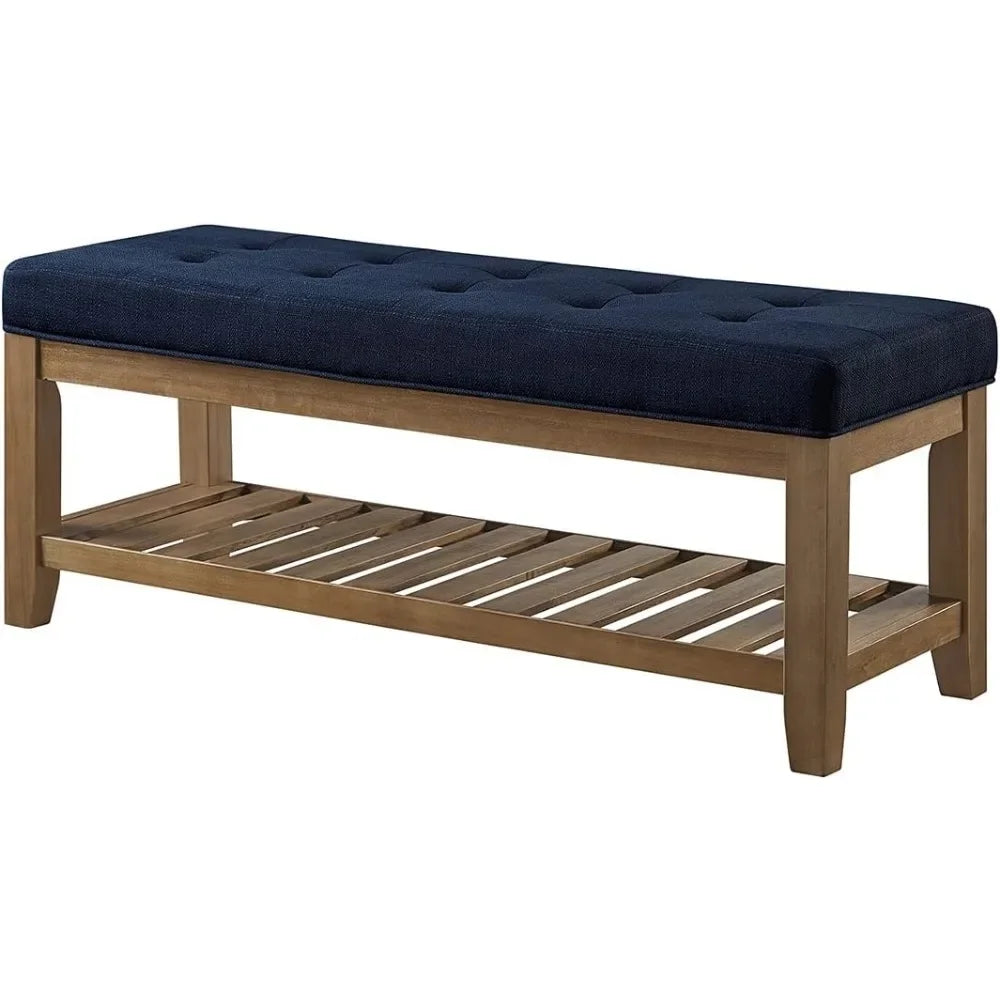 Ottoman Bench & Open Storage Shelf