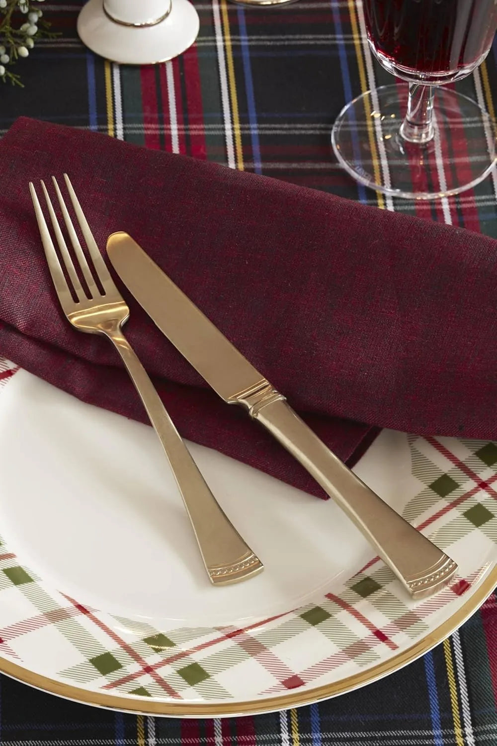 Lenox Holiday Plaid 12-Piece Dinnerware Set - 11.07 - Red & Green