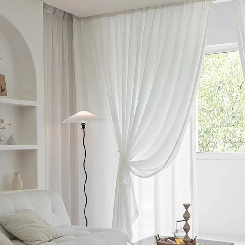 White Tulle Chiffon Sheer Curtains