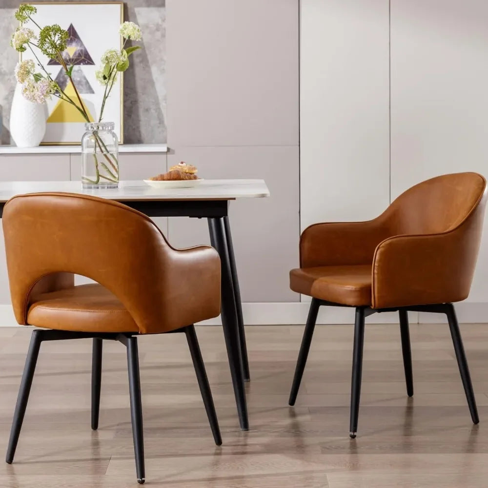 Diningroom Chair Set - 360 Degree Swivel - PU Leather