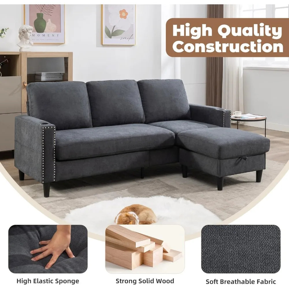 L Shaped Sectional Sofa & Ottoman