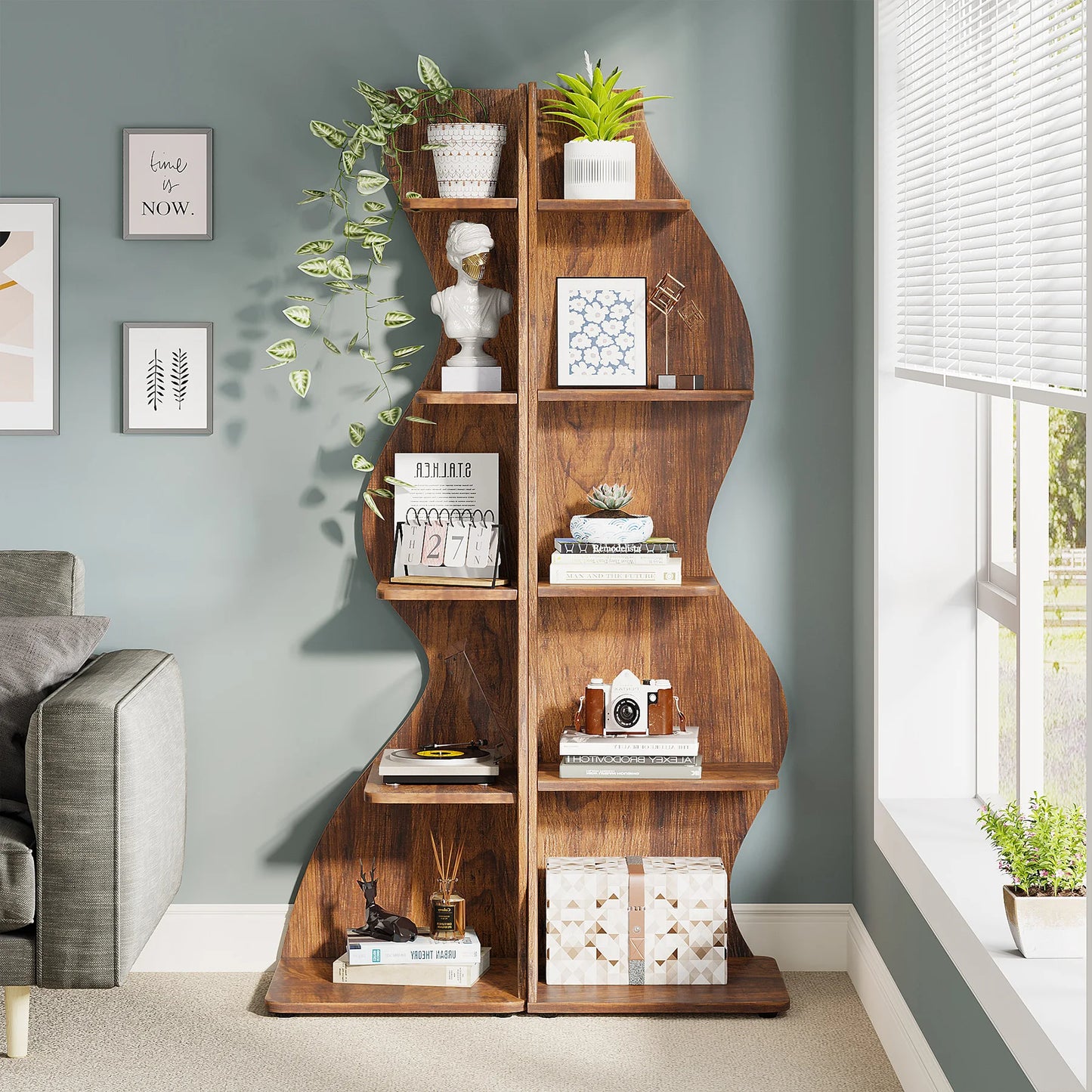 Corner BookShelf - Five Tier - Unique Decor - Tribesigns Brand