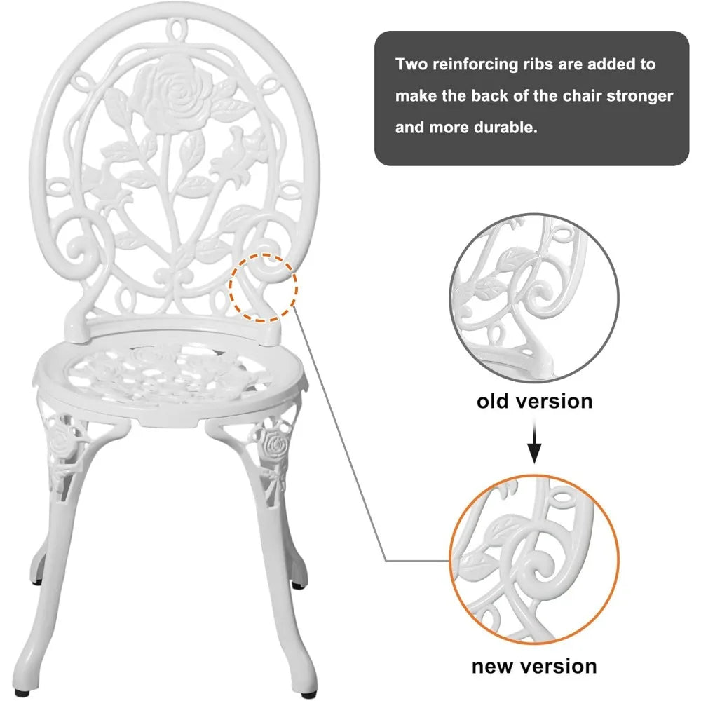 Bistro Set - 3pcs - White Rose Pattern