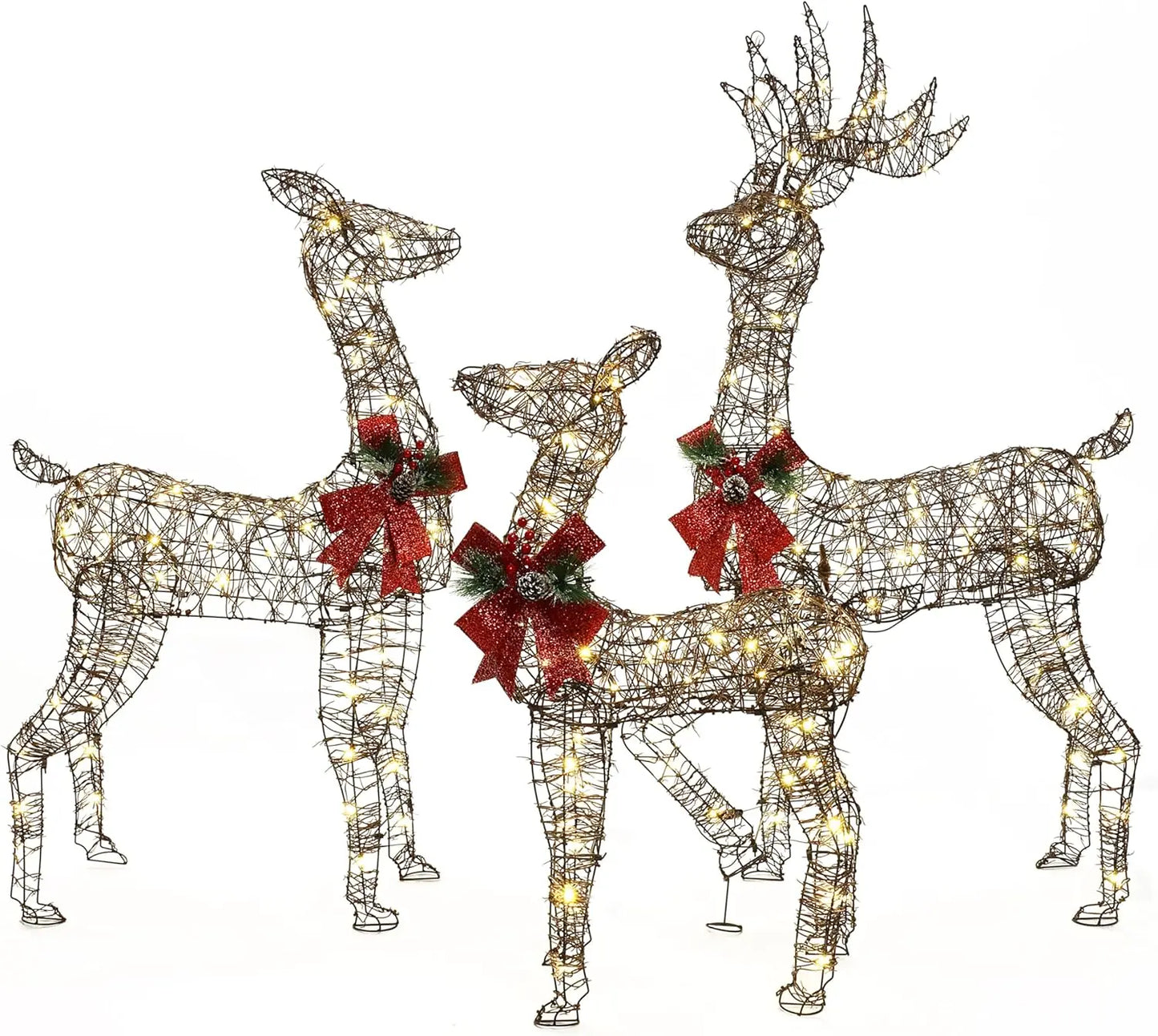 Christmas Reindeer Set *3Pcs - Pre-Lit - Outdoor Christmas Decorations