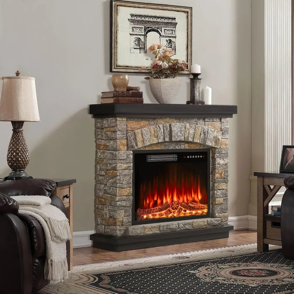 Electric Fireplace - Realistic 3D Flame Effect - Remote with Timer