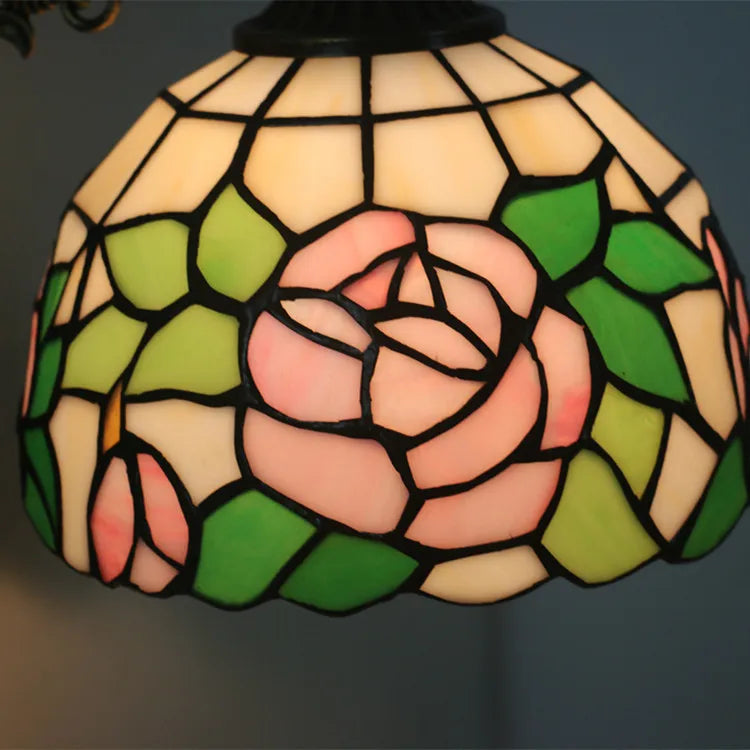 Tiffany Stained Glass Wall Sconce - Retro Rose Lampshade