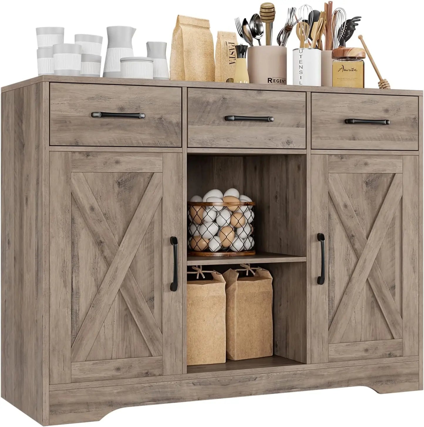 Sideboard - Buffet Cabinet - Barn Door Style