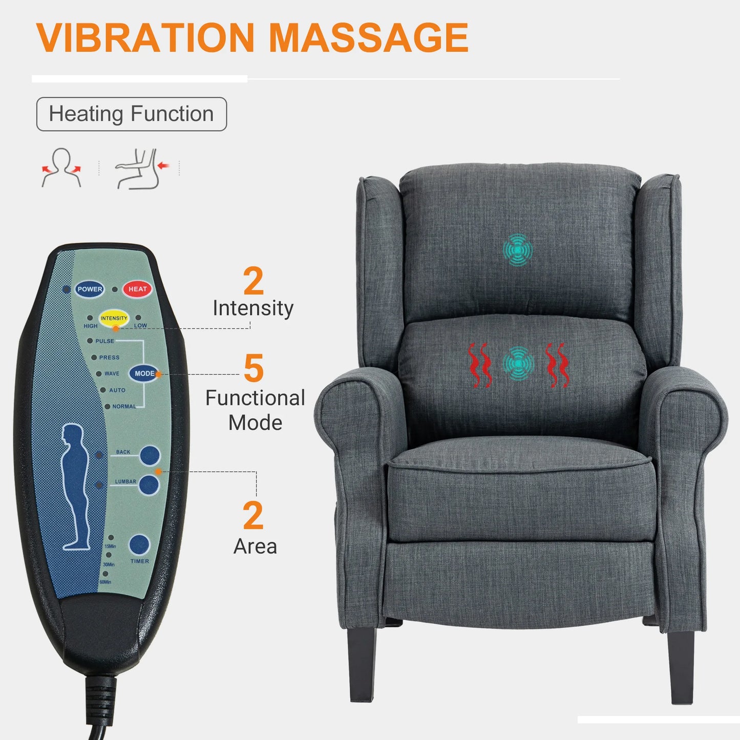 Recliner, Heated Massage w/Remote Control ~ Homcom