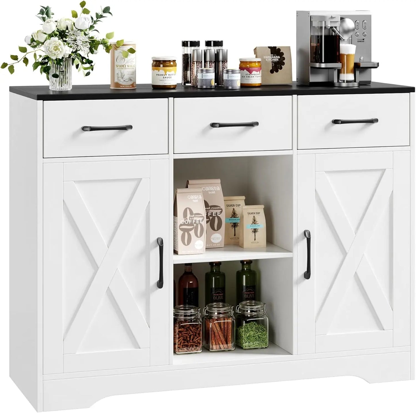 Sideboard - Buffet Cabinet - Barn Door Style