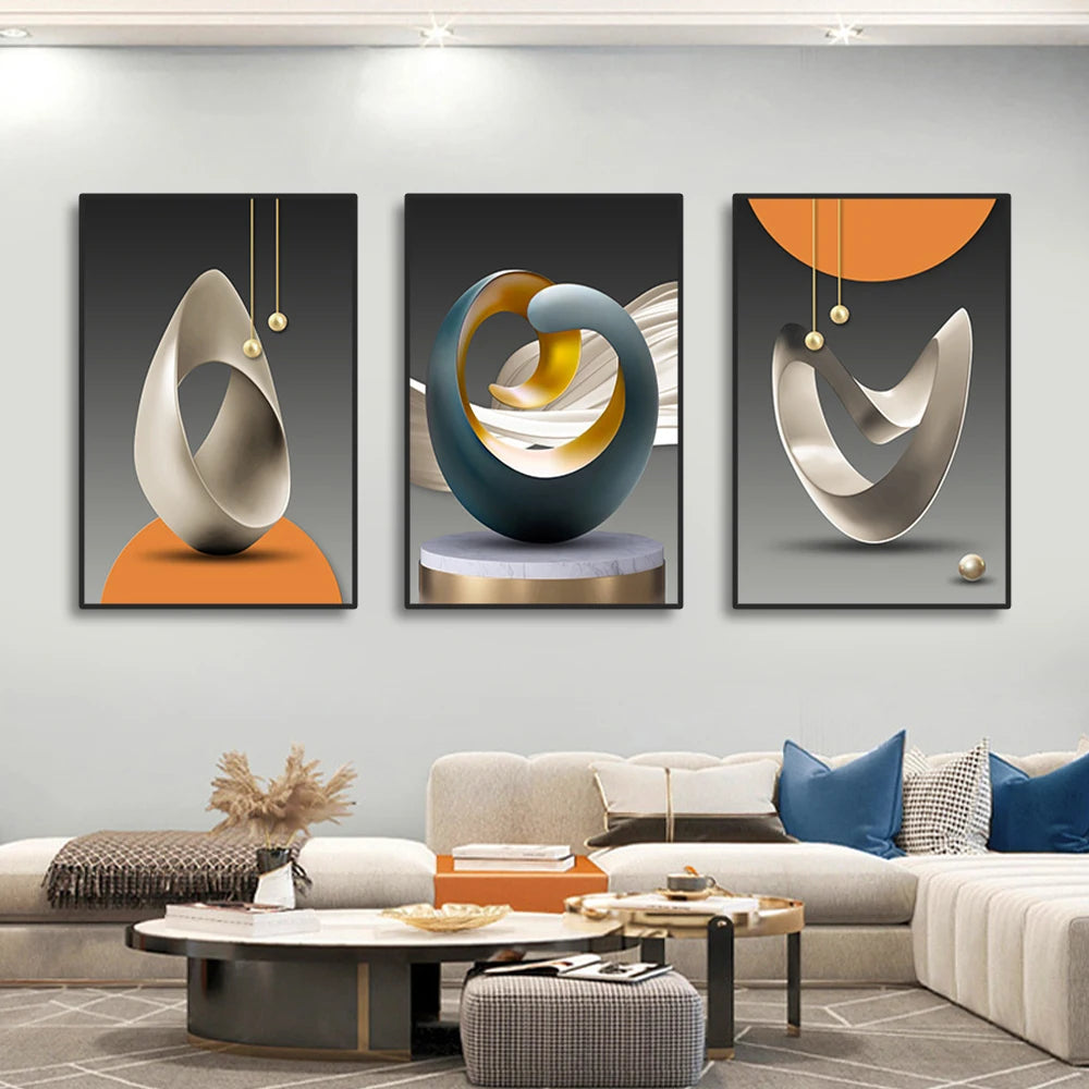 Canvas Prints 3pc Mural Geometric