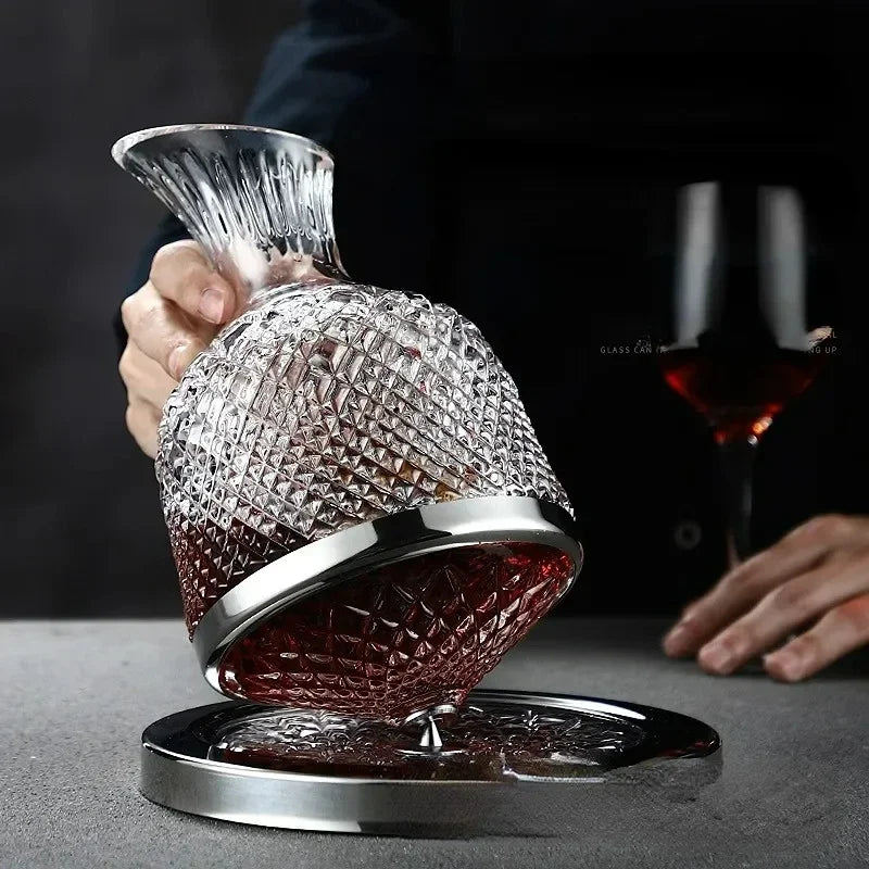 Wine Tumbler Decanter Aerator - Crystal Glass - 1.5 Liters - 360 Degrees Rotation