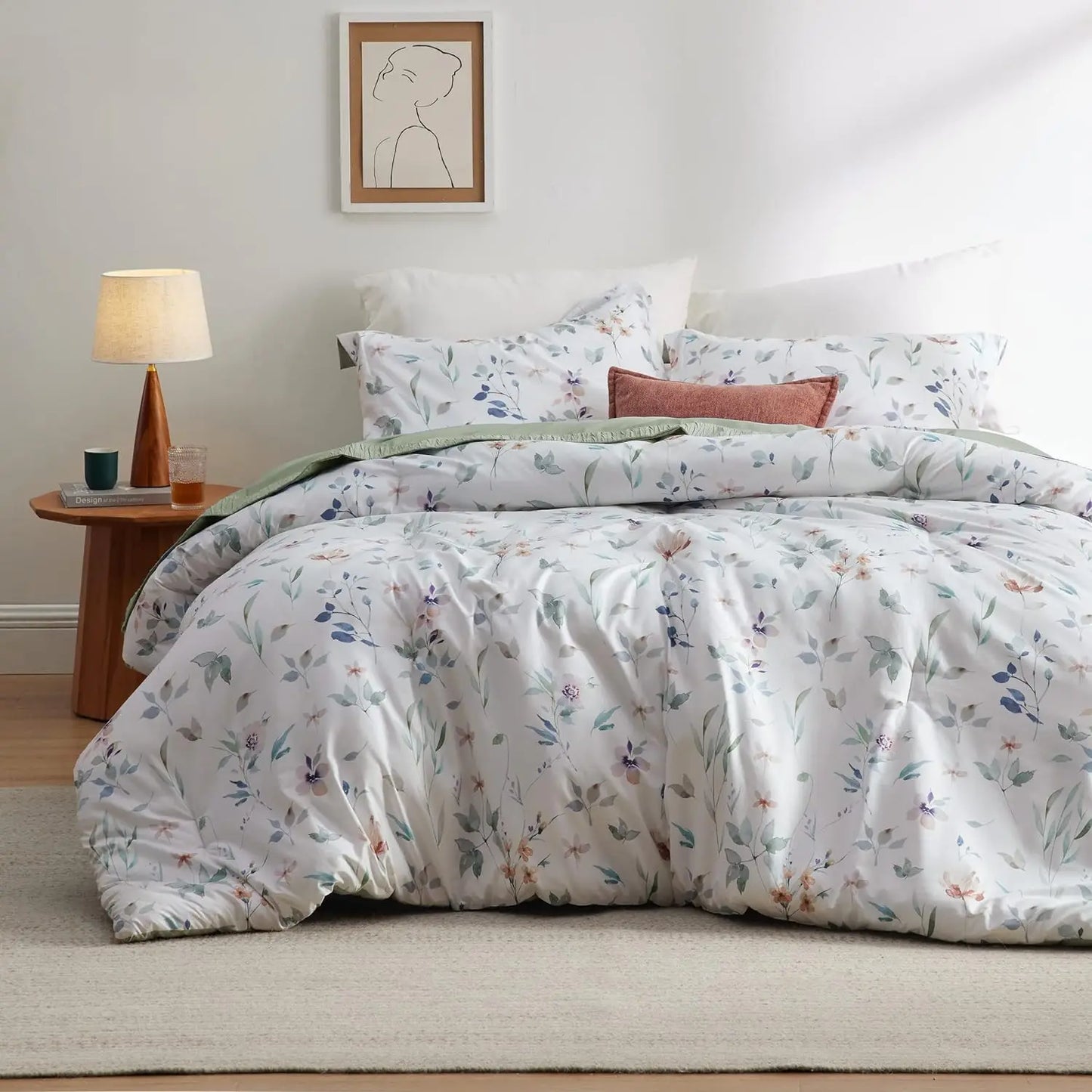 Bedsure Comforter Set *3Pcs - Botanical Pattern