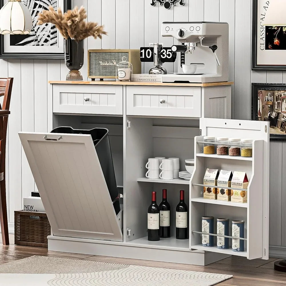 Kitchen Cabinet Pantry - Tilt Open Bin - Cabinet & Drawers - Freestanding