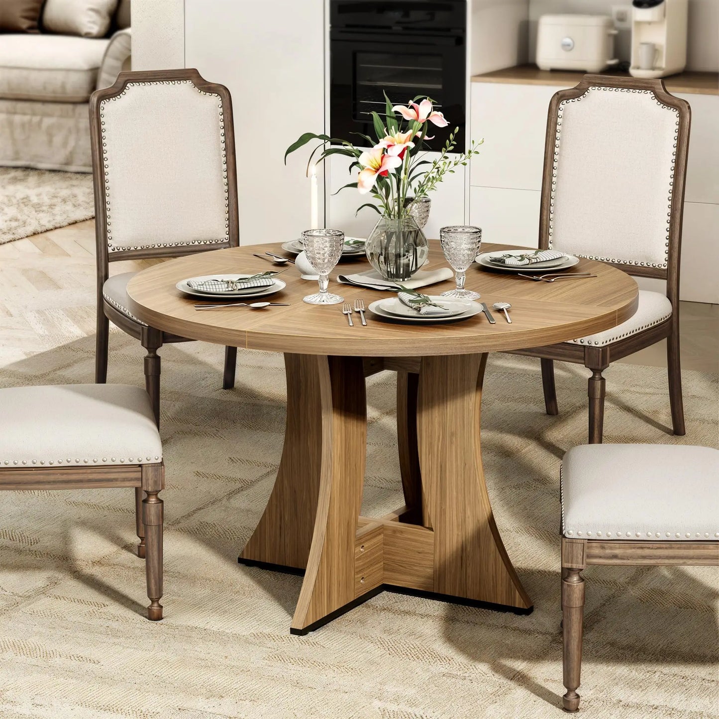 Wooden Dining Table - Round, 47.24" - American Country