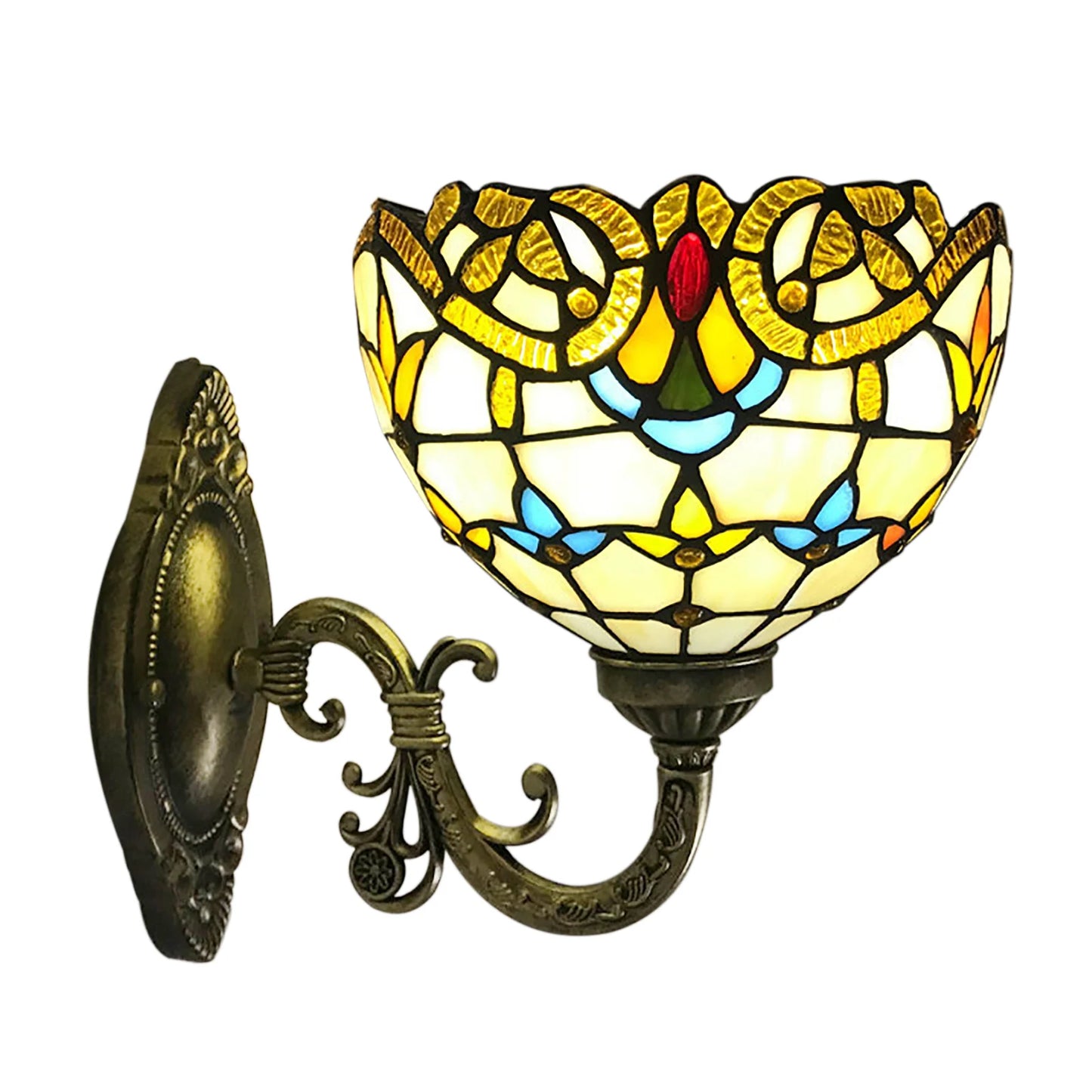 Wall Sconce - Painted Stained Glass Shade - Wall Mount Lighting Fixture