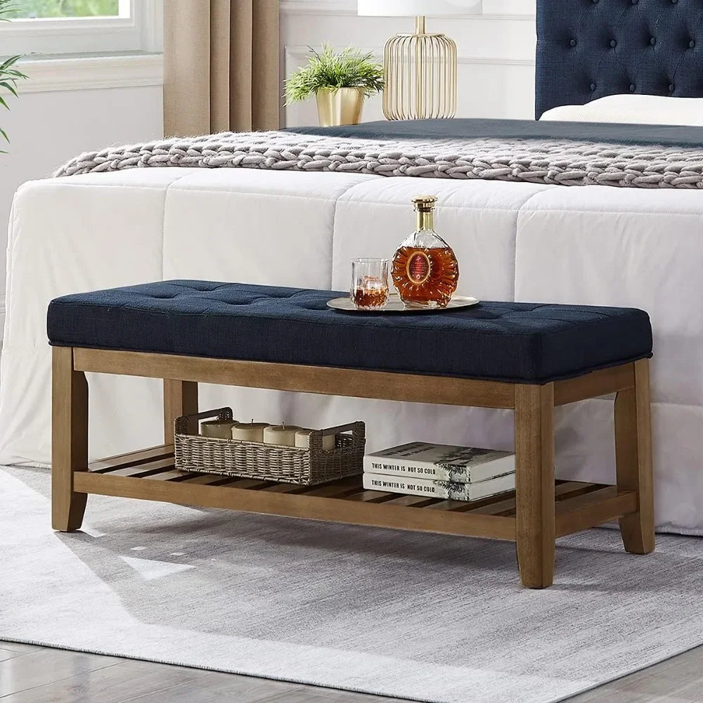 Ottoman Bench & Open Storage Shelf