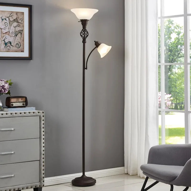 GyroVu Torchiere Floor Lamp | Glass Lamp Shades | Dual Lamp