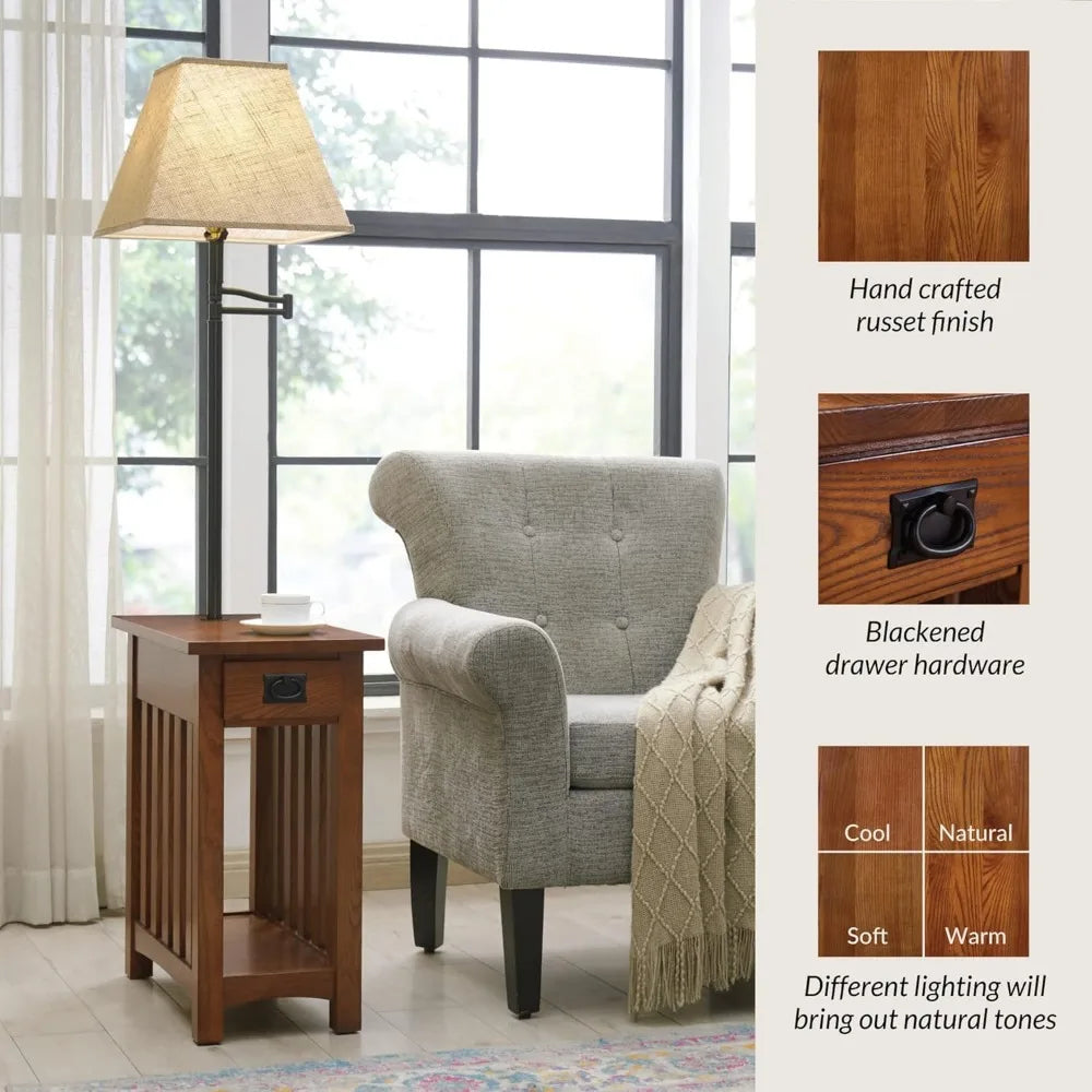 Mission Lamp - End Table - Oak Finish - Leick Home