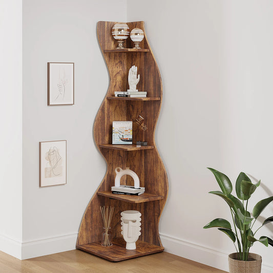 Corner BookShelf - Five Tier - Unique Decor - Tribesigns Brand