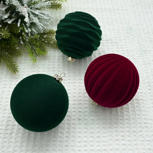 Christmas Ornament Set *12 Pcs - 3" Velvet - Red or Green