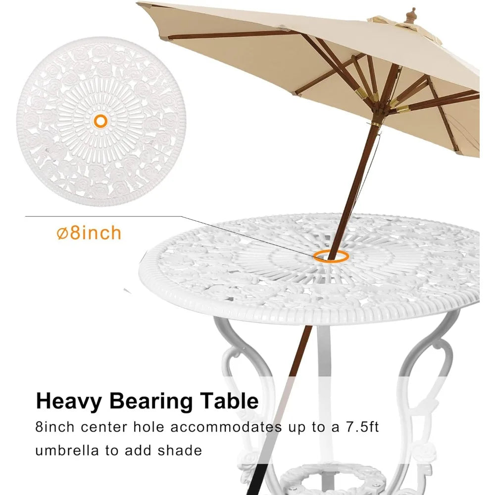 Bistro Set - 3pcs - White Rose Pattern