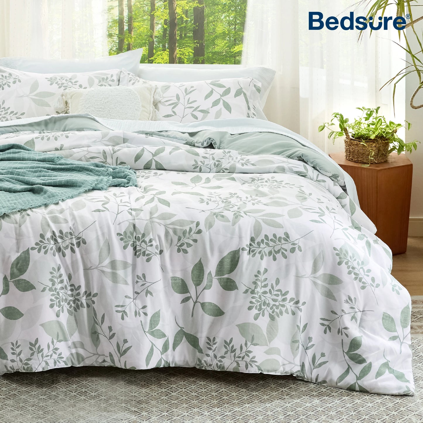 Bedsure Comforter Set *3Pcs - Botanical Pattern