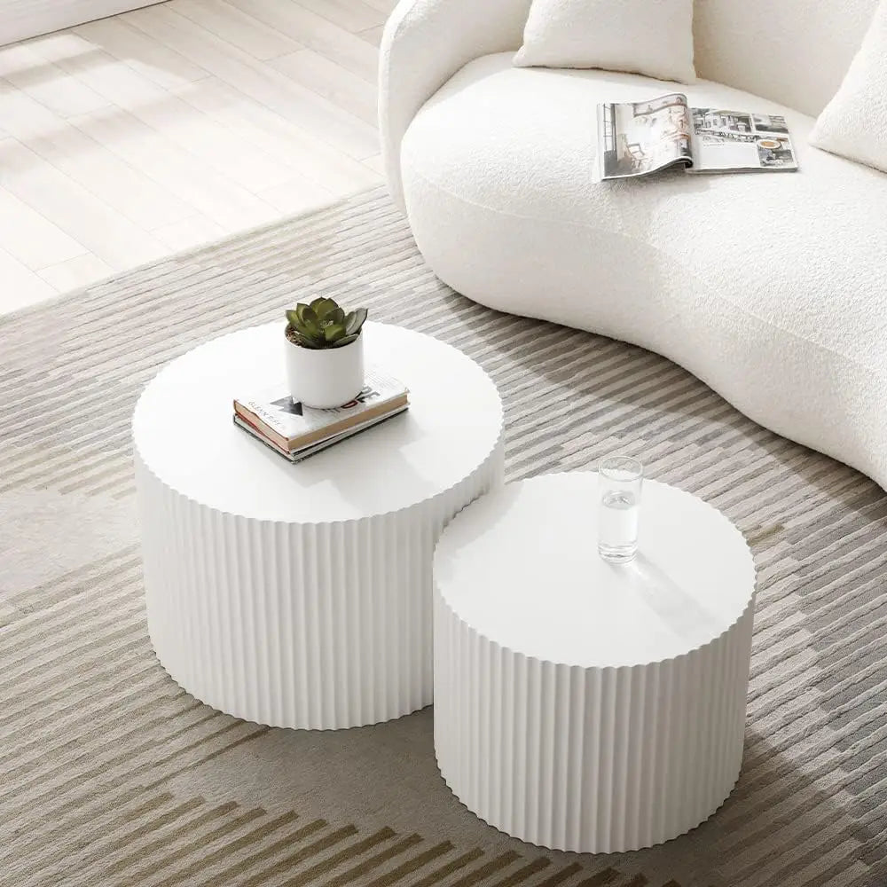 Coffee Table Set *2Pcs - Nesting Tables - Wooden White - Eco-Friendly