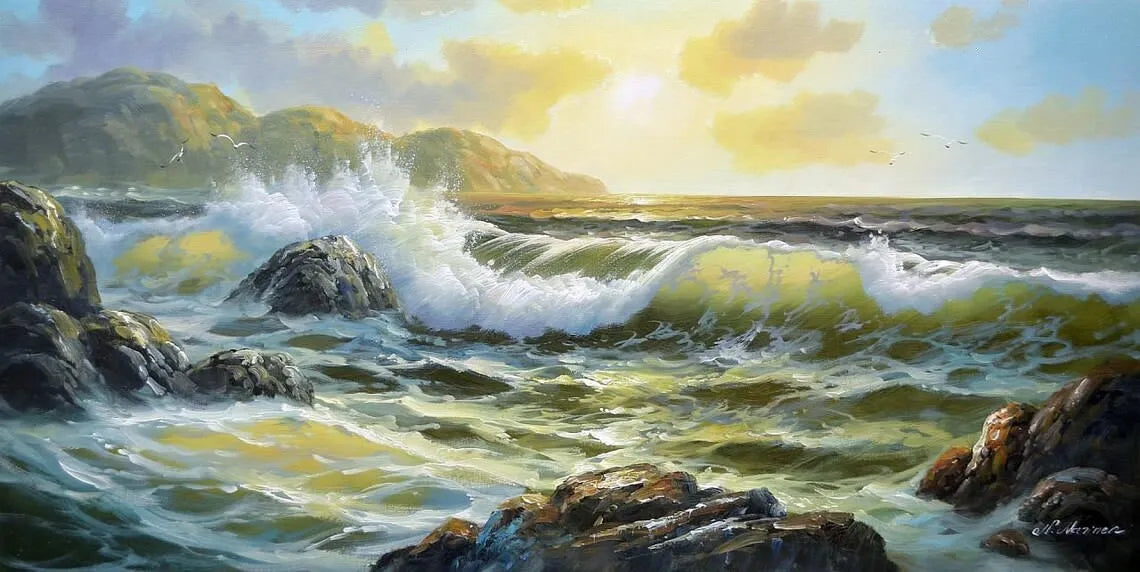 Wall Art - Oil On Canvas - Seascape Waves