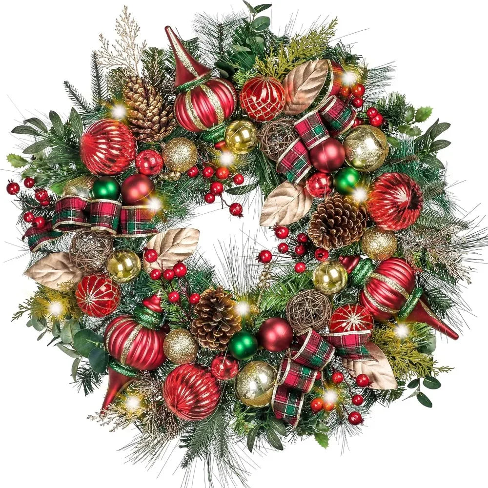 Christmas Wreath - Artificial Pre-Lit - 30" - 40 LED Lights