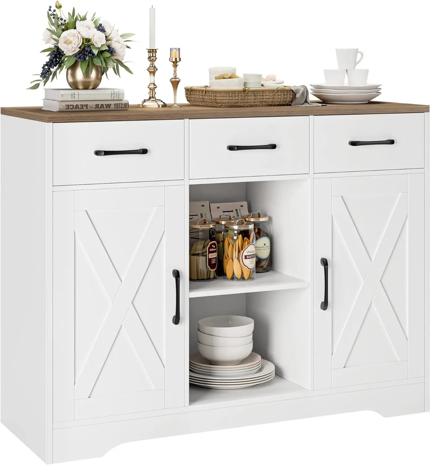 Sideboard - Buffet Cabinet - Barn Door Style