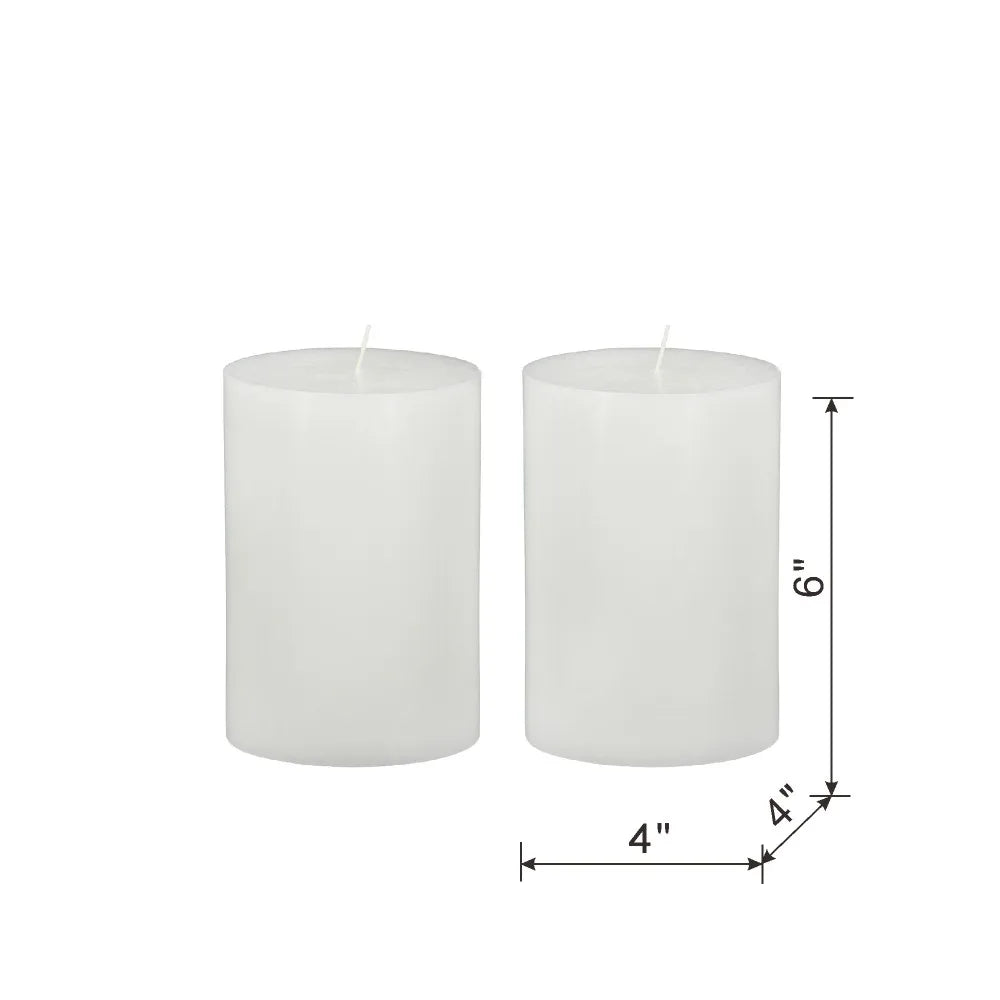 Pillar Candle Set *2Pcs - Smokeless & Odorless - White & Ivory 4x6"