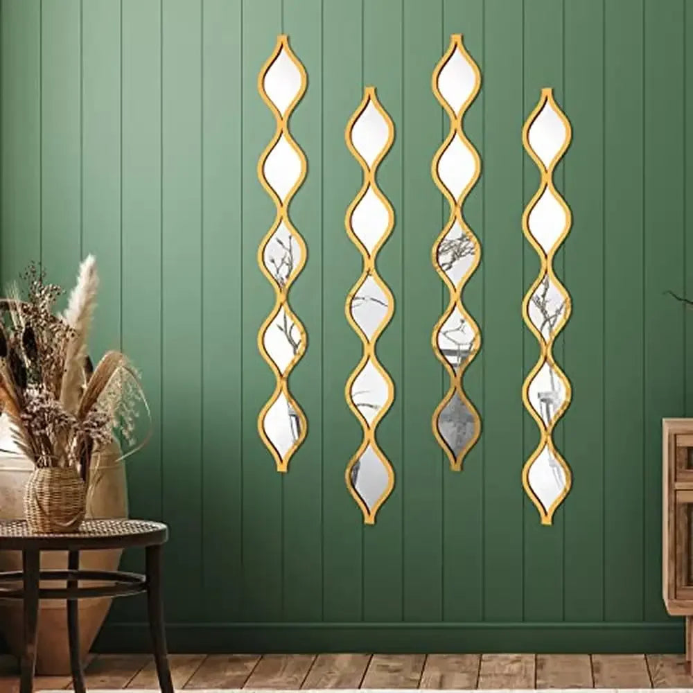 Mirror Wall Hanging - Teardrop Wall Hanging - 4Pcs - Boho Home Decor