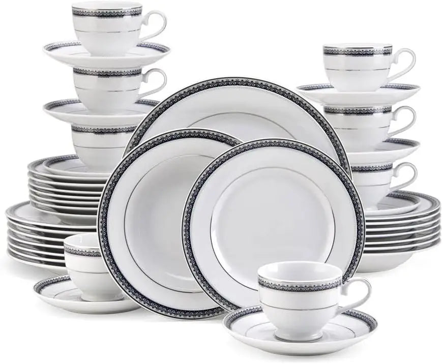 Dinnerware Set *40Pcs - White Porcelain - Diningroom Collection