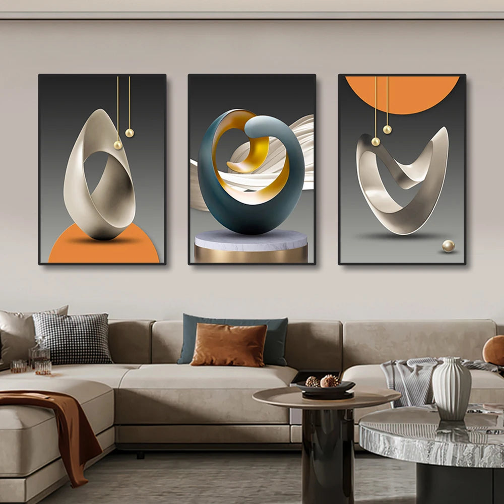 Canvas Prints 3pc Mural Geometric