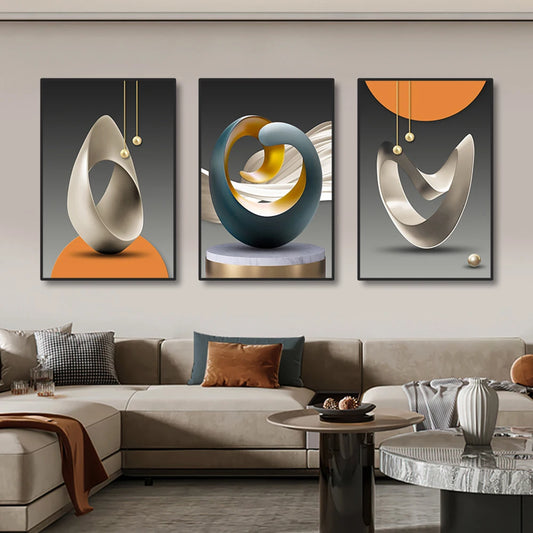 Canvas Prints 3pc Mural Geometric