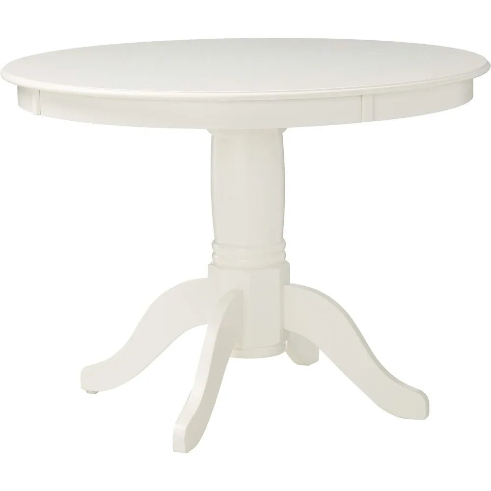 Dining Set *5Pcs - Round Pedestal Table - 4 Chairs - White/Grey