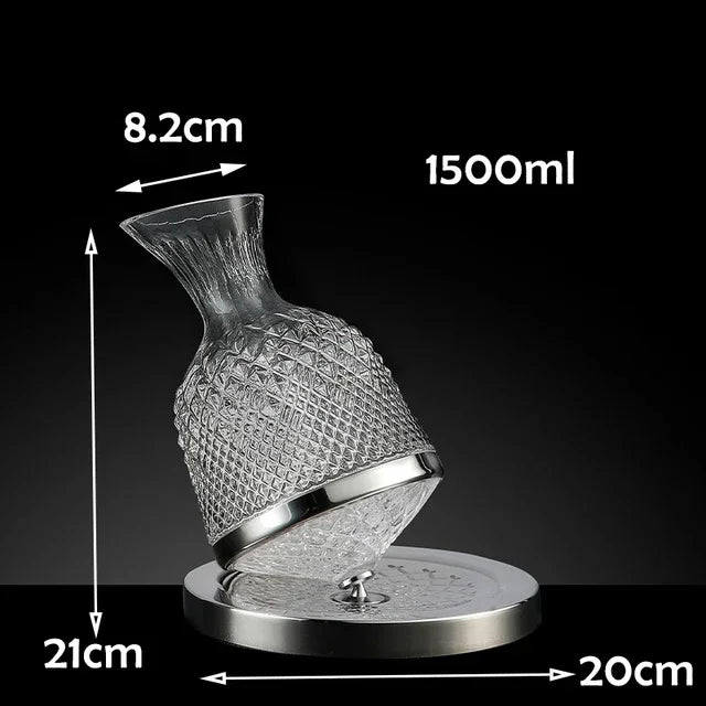 Wine Tumbler Decanter Aerator - Crystal Glass - 1.5 Liters - 360 Degrees Rotation