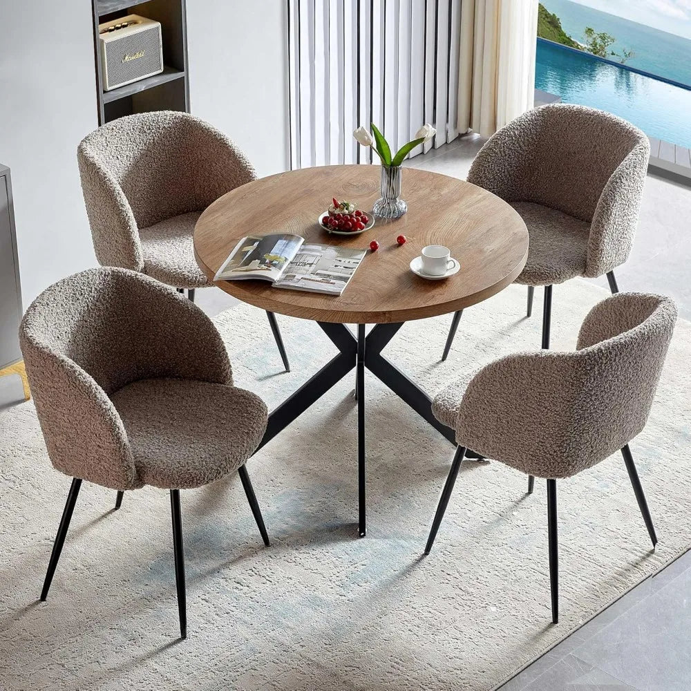 Dining Table Set *5Pcs -  Kitchen Table Set *5Pcs -  4 Upholstered Arm Chairs