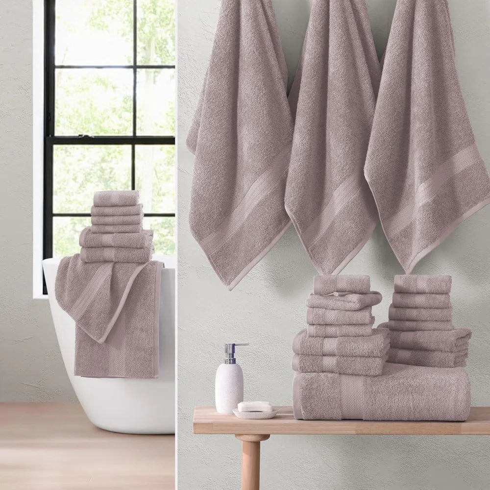 Bath Towels 24 Pcs - Luxury Microfiber - Seven Assorted Colors