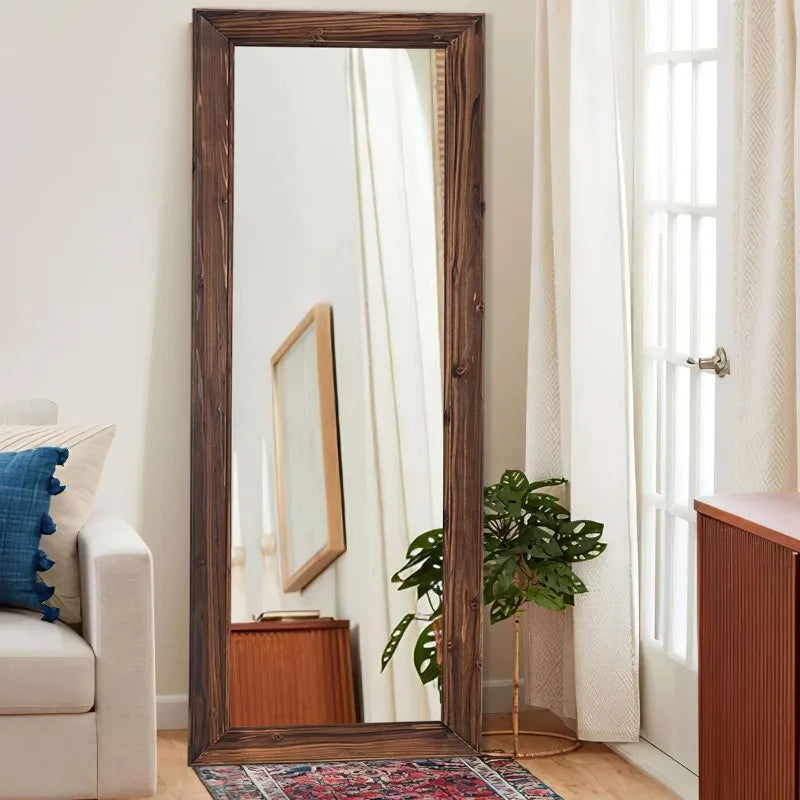 Floor Mirror - Weathered Solid Wood Frame - Full Length